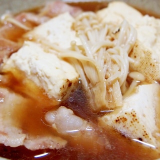 フライパンで！豚バラと焼き豆腐のめんつゆ煮込み